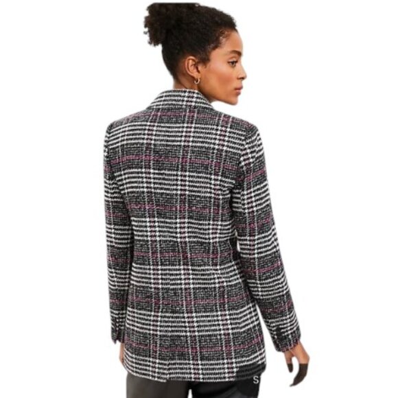 NEW Loft Plaid Long Modern Blazer Coat Jacket - Picture 8 of 13